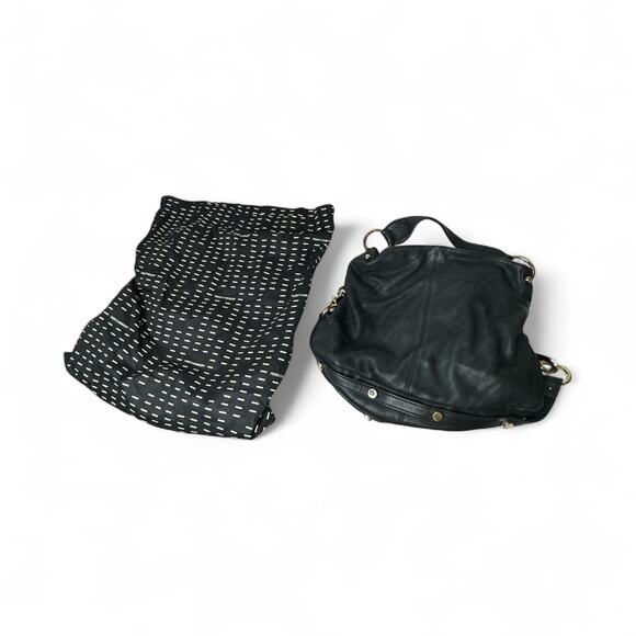 Rebecca Minkoff Black  Hobo Leather Moto Handbag Purse with Dust Cover Bag - Picture 1 of 13